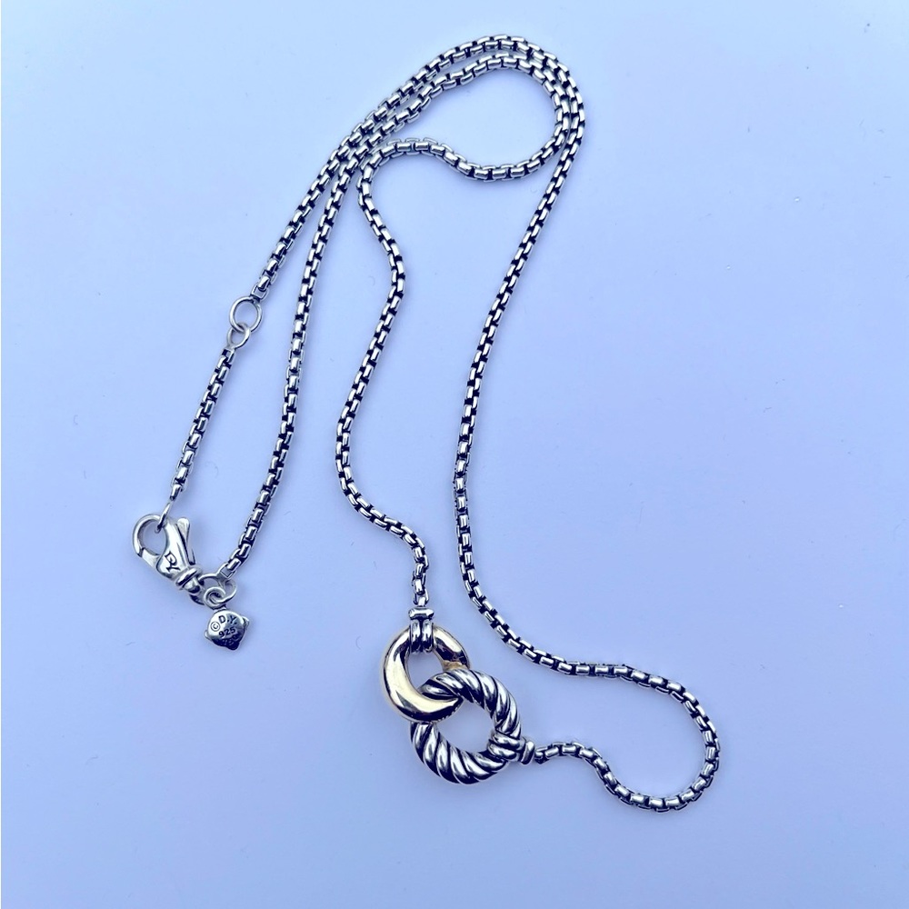 David Yurman Sterling Silver & 18k Gold Necklace